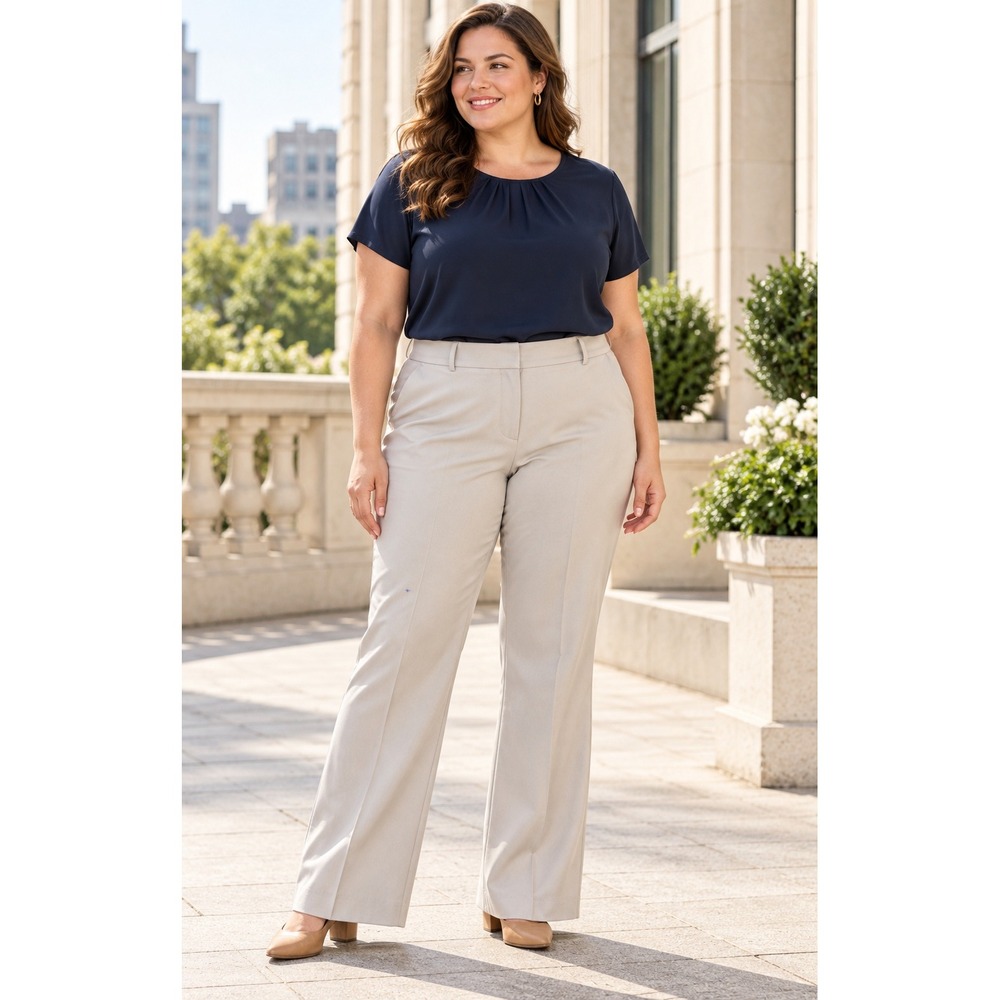 Women Career Pants Size 18 Beige Professional Corpcore Preppy Executive Business
